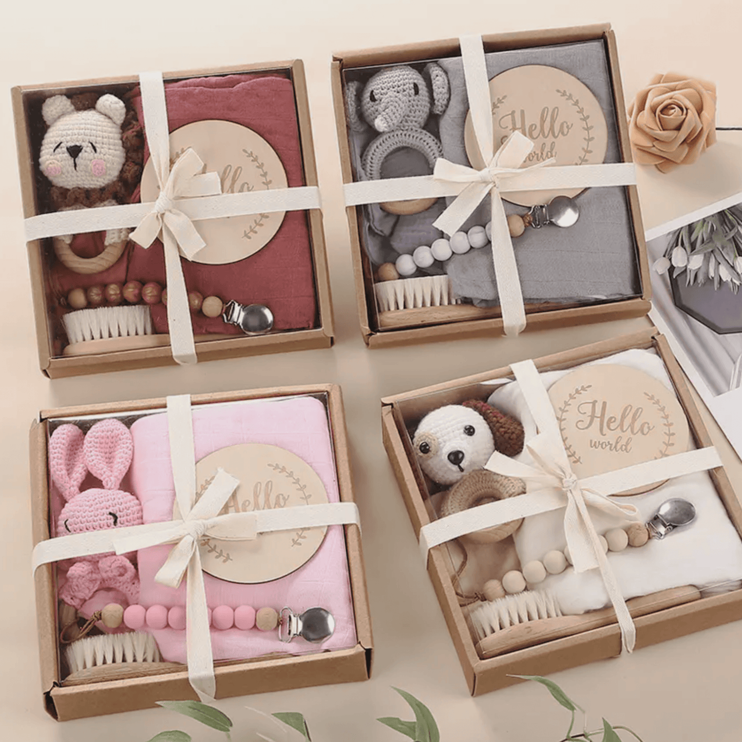 “Welcome Baby” 🥰 Gift Box - Charming 6-Piece Set for Newborns: Grey