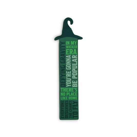 Green leatherette bookmark with witch hat design, inspired by Wicked, perfect for Broadway musical fans