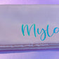 Personalized cosmetic pouch with zipper, featuring custom name, initials, or trendy icons. Lightweight and durable, available in neon or neutral colors with gold zippers. Size: 10" long x 5" wide x 3" deep. Perfect for summer slumber parties, travel, school, or as a makeup organizer. Great gift for girls, bridesmaids, or team members.