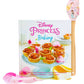 Disney Princess cookbook gift set featuring 60+ recipes inspired by iconic princesses like Tiana, Ariel, and more. Includes exclusive Disney Princess rubber spatula, measuring spoons, full-color photography, and tips for magical baking moments with family.