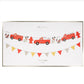 Bright red fire truck garland designed for kids' parties, featuring charming details and eco-friendly materials. Ideal for creating a fun atmosphere at fire-themed celebrations.