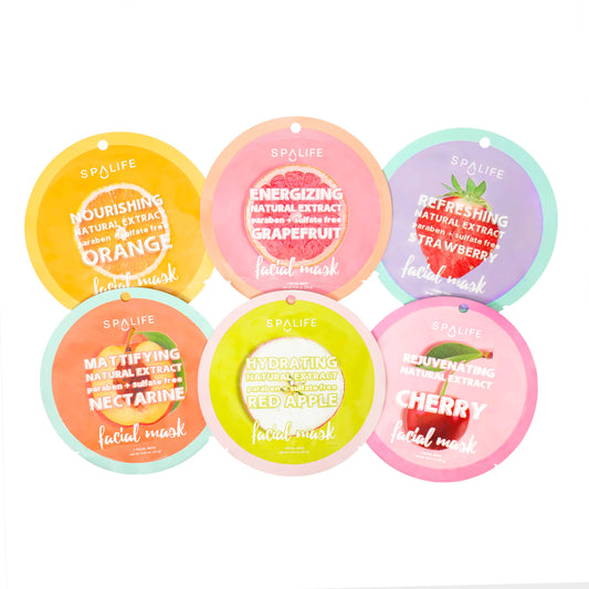 Discover the perfect skincare solution with our Botanical Skincare Bundle featuring 12 sheet masks infused with 6 natural fruit extract formulations. This 12-mask pack includes nourishing Orange, energizing Grapefruit, refreshing Strawberry, rejuvenating Cherry, mattifying Nectarine, and hydrating Red Apple masks.