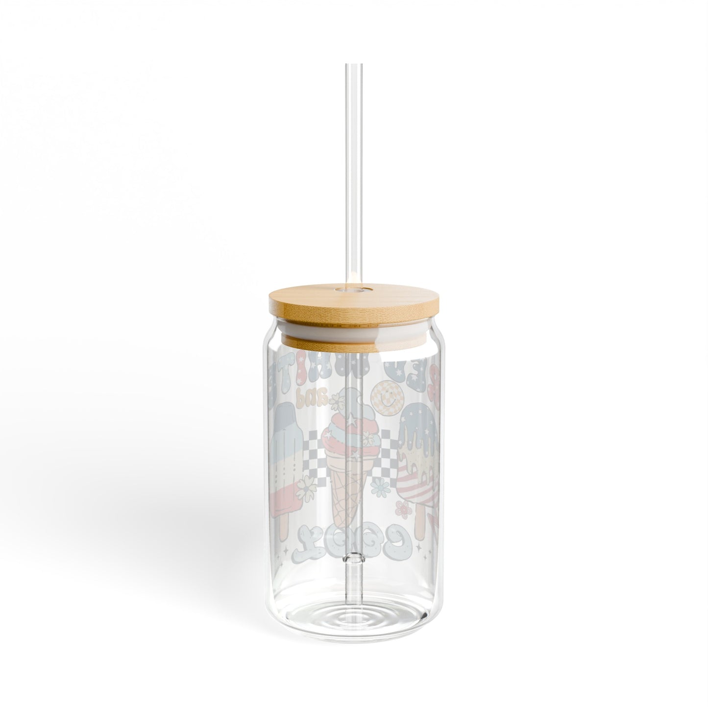 “Cool Summer” ❤️🤍💙 Red White and Cool Glass Sipper Tumbler