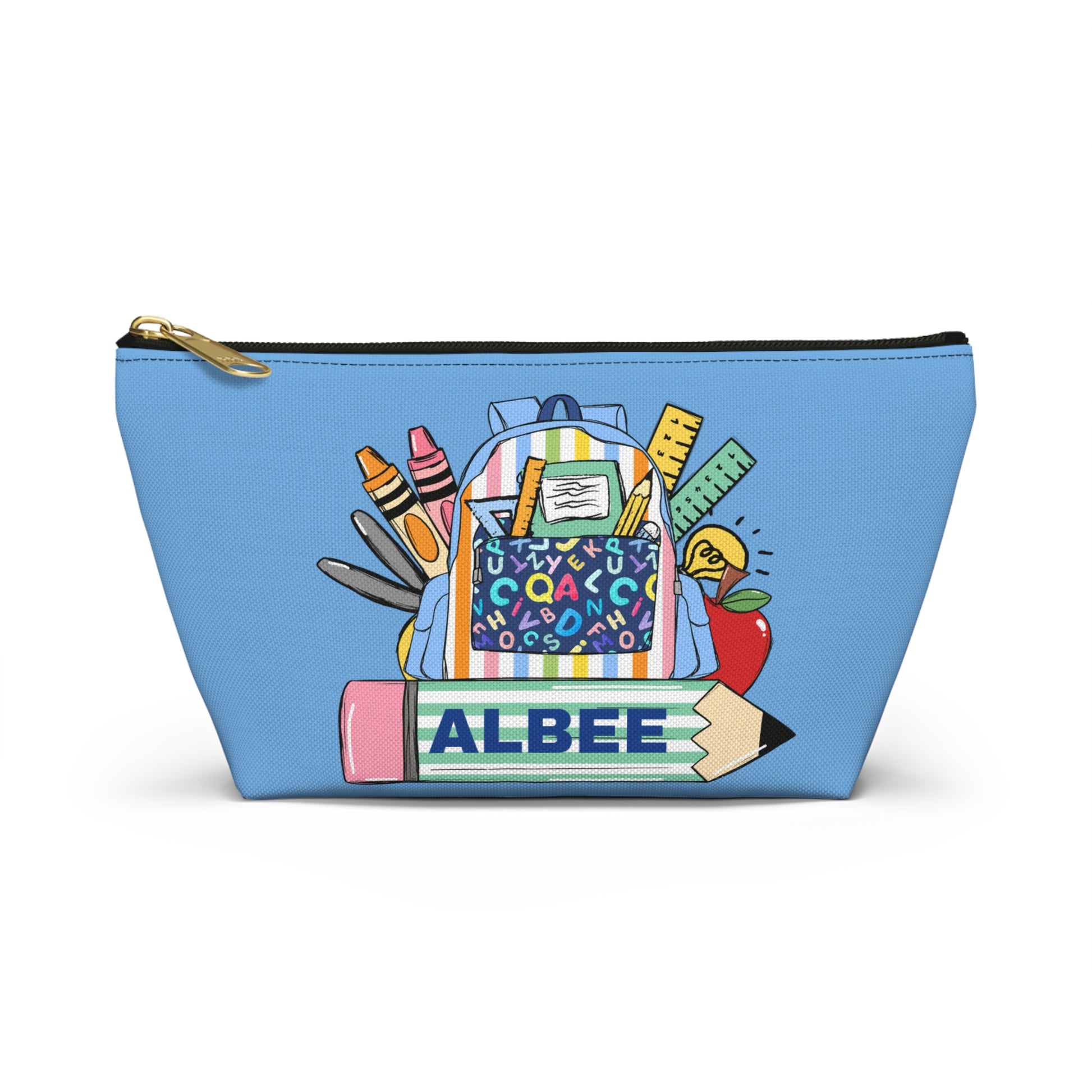 Stylish personalized pouch for school or work, designed for optimal organization. A perfect back-to-school gift for teachers or kindergarteners, customizable for individual flair.