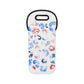 Red, white, and blue leopard print wine bag, perfect for parties and outdoor events. Insulated neoprene cooler bag designed to carry standard 750ml wine bottles.