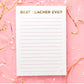 5x7 "Best Teacher Ever" notepad with 50 lined sheets and shiny gold foil on each page. Features a magnet on the back, perfect for teacher appreciation gifts. Comes in shrink-wrap packaging.