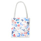 Red, white, and blue beach bag featuring a trendy vintage ice cream print, perfect for 4th of July celebrations and summer festivities. Made from 100% spun polyester with durable double-stitched seams, this spacious tote is designed to carry everything from sunscreen and snacks to towels and pool toys. Ideal as a patriotic gift for women, moms, or teachers, it’s the perfect accessory for beach outings, picnics, and sunny days. Get ready to celebrate with style while showcasing your American pride!