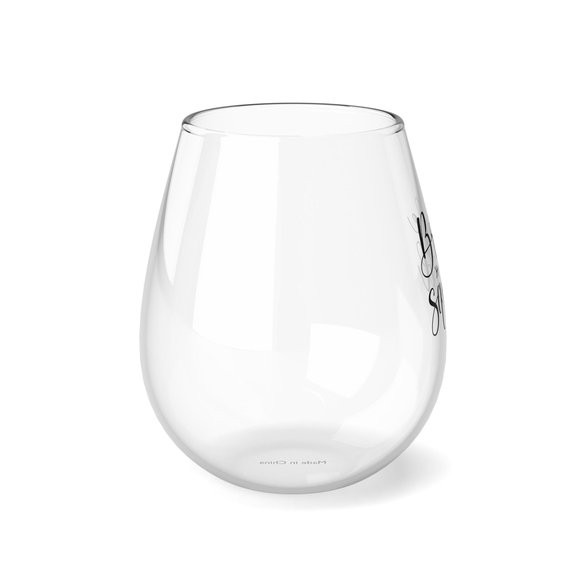 11.75oz stemless Bride Squad wine glass featuring a cute arrow and hearts motif, perfect for bachelorette parties, bridal showers, and bridesmaid proposals. Hand-wash only, this glass tumbler celebrates love and friendship, making it an ideal gift for the bridal party.