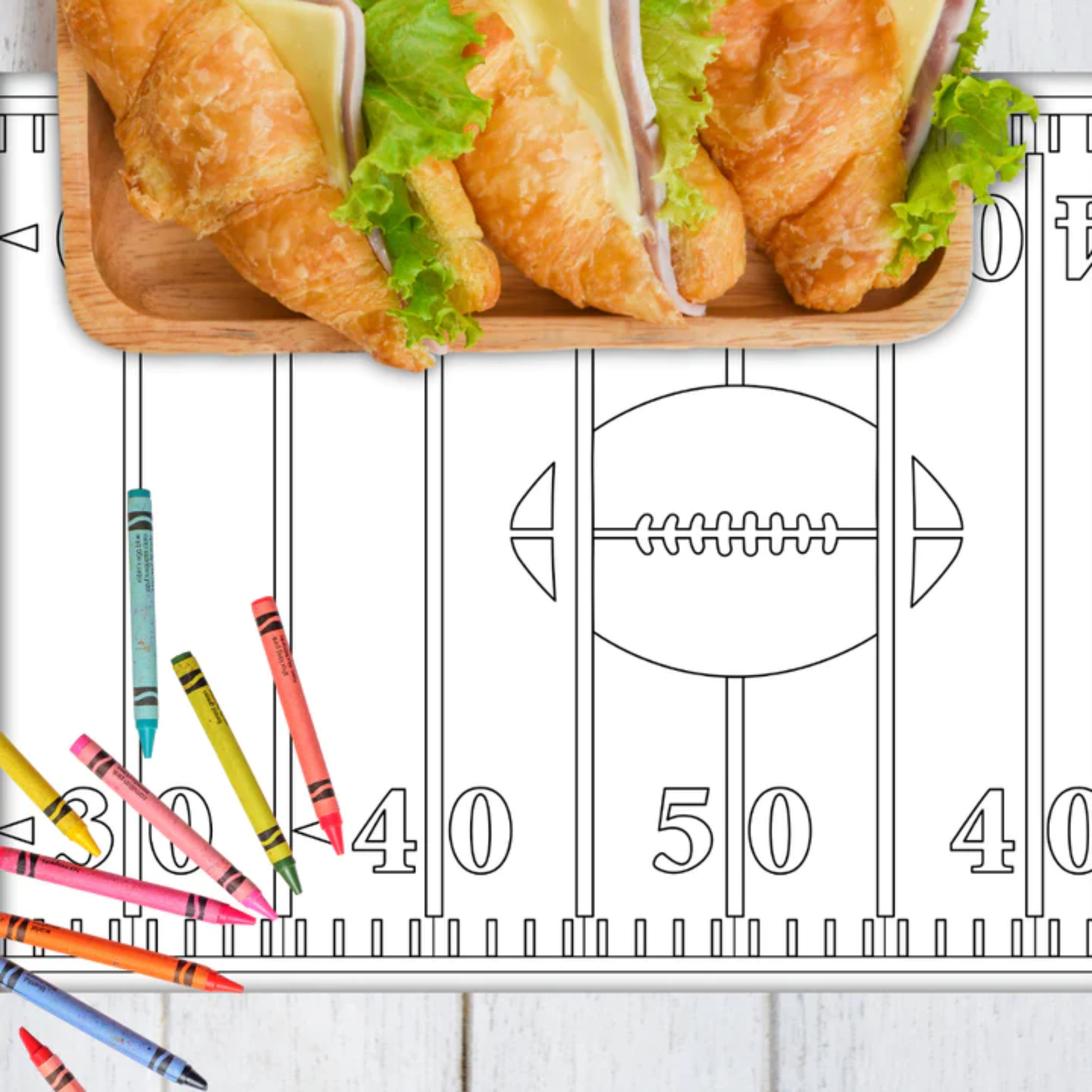 Football-themed coloring table runner, 17x72, Game Day party decor, fun coloring activity, mess-free