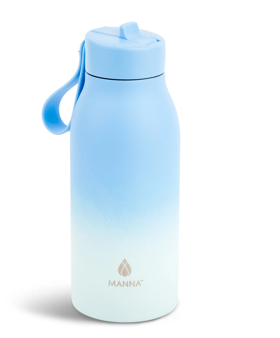 Personalized 12oz kids water bottle with glitter name, available in fun ombre colors. BPA-free, vacuum insulated, leakproof, and includes a flip-up straw and handle strap. Keeps drinks cold for 12hrs or hot for 8hrs. Perfect for school and travel