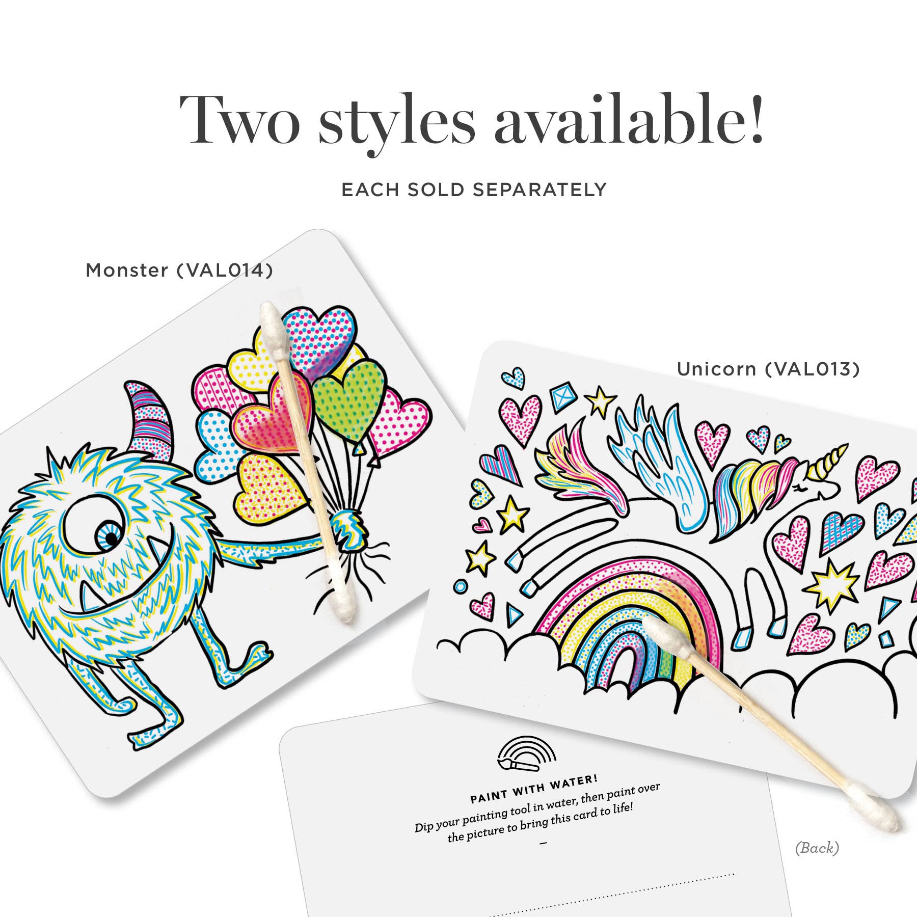 Paint With Water Valentine Cards: 18 vibrant, interactive cards with painting tools for a fun and creative Valentine's gift. Featuring a friendly monster with balloons!