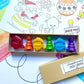 Santa Crayon Gift Set featuring 100% non-toxic holiday-themed crayons in festive shapes for stocking stuffers and party favors, packaged in a gift box.