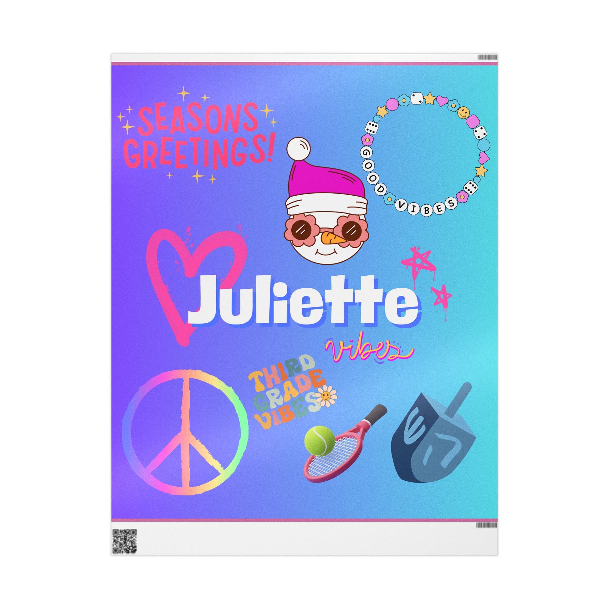 Personalized Wrapping Paper Design Featuring Customizable Emoji Art for Kids and Teens, Ideal for Gifts for Any Occasion, Including Birthdays and Holidays.