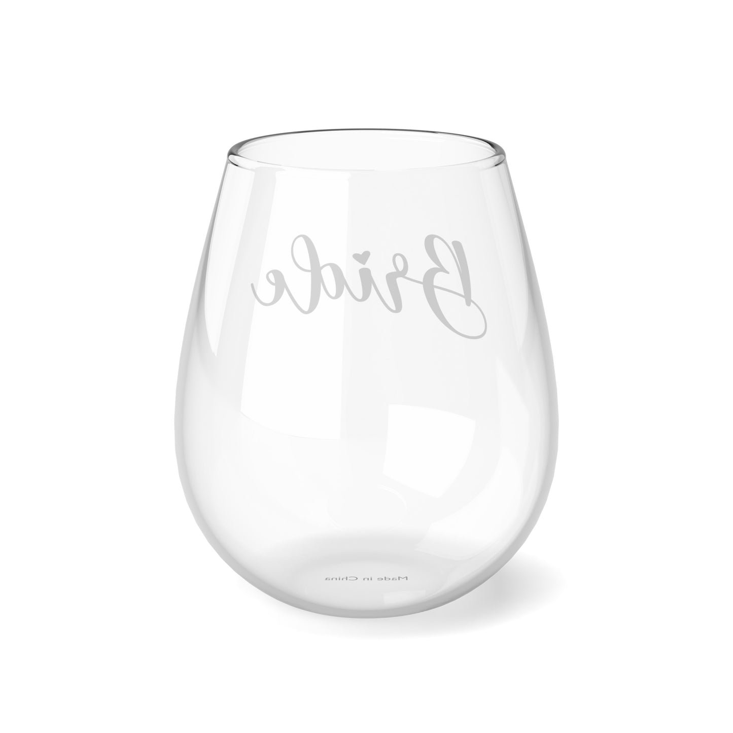 Stemless Bride Squad 11.75oz wine glass with black lettering, featuring an arrow and hearts design. Perfect for bridal party gifts, bridesmaid proposals, and bachelorette party favors. A beautiful way to celebrate sisterhood and friendship leading up to the wedding day.