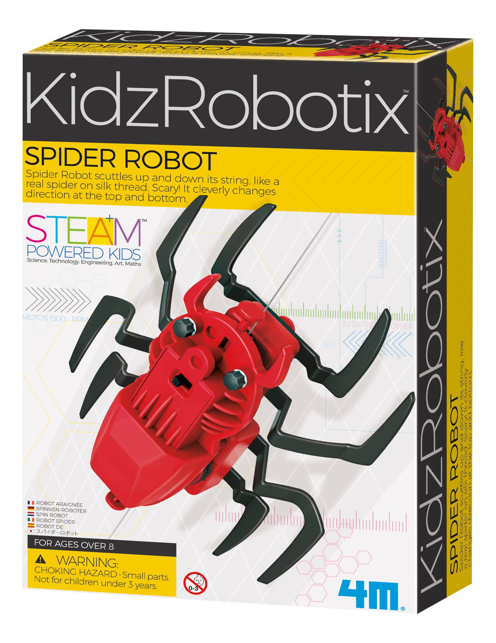 DIY Spindly Spider Kit for kids 8+, motorized spider toy for Halloween crafts, STEM fun, and decorations.