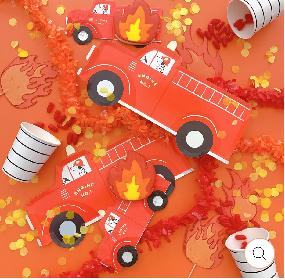 "Sound the Alarm!" 🚒 Fire Truck Plates (Pack of 8)