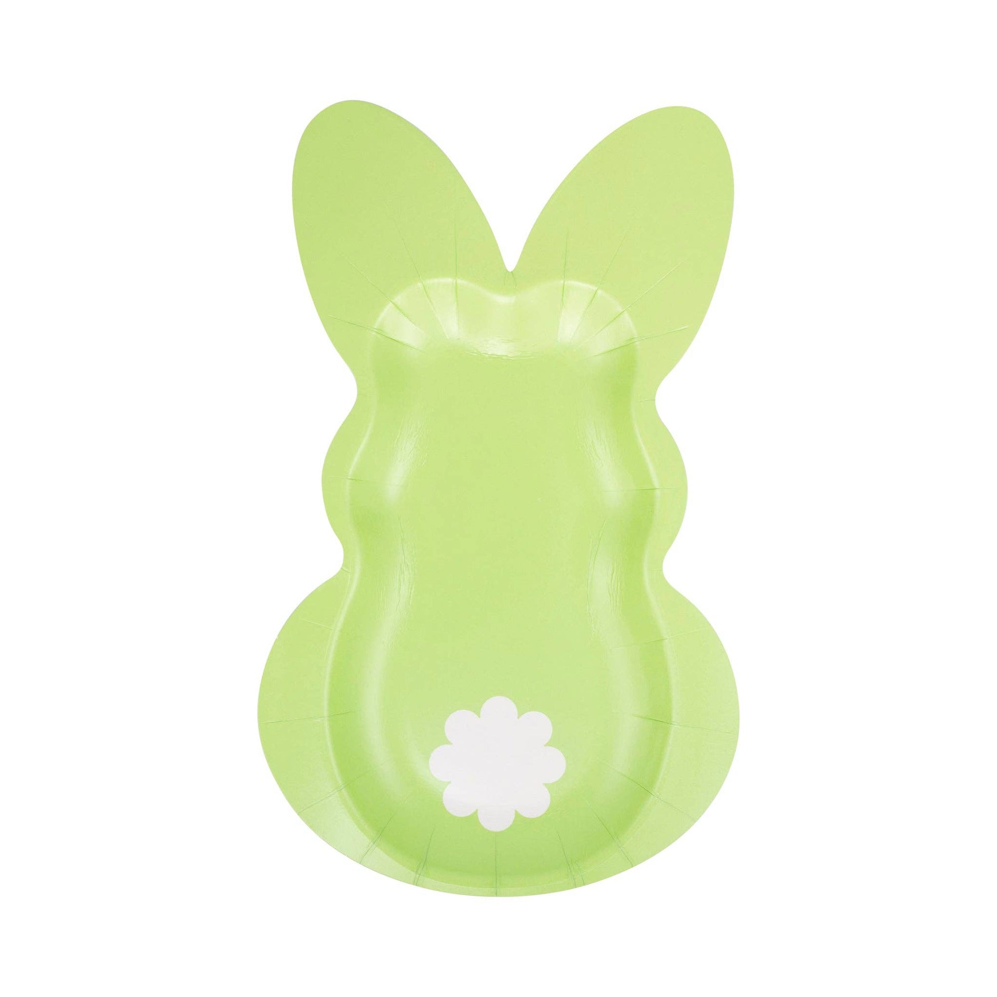 Set of 8 Pastel Bunny Plates – 5.5"x9", shaped with 4 designs, perfect for Easter treats and table decor.