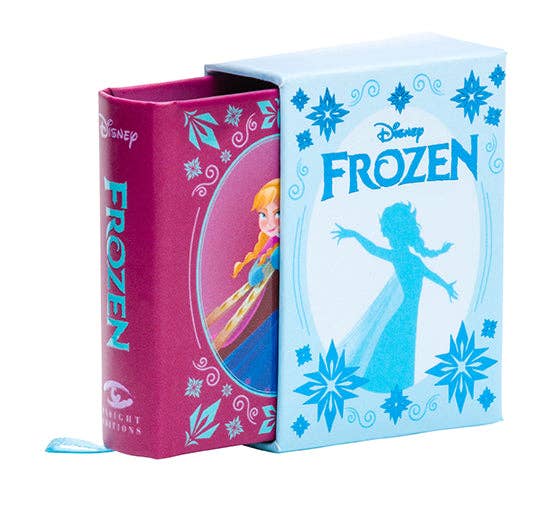 Disney's Frozen: Tiny Storybook featuring art and imagery from the animated film, offering a miniature retelling of the iconic story of love, sisterhood, and empowerment. A collectible item for Disney fans.