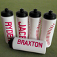 Stylish baseball-themed water bottles with pull-top caps for easy drinking, available in various colors and fonts. Perfect for sports teams, picnics, and field trips.