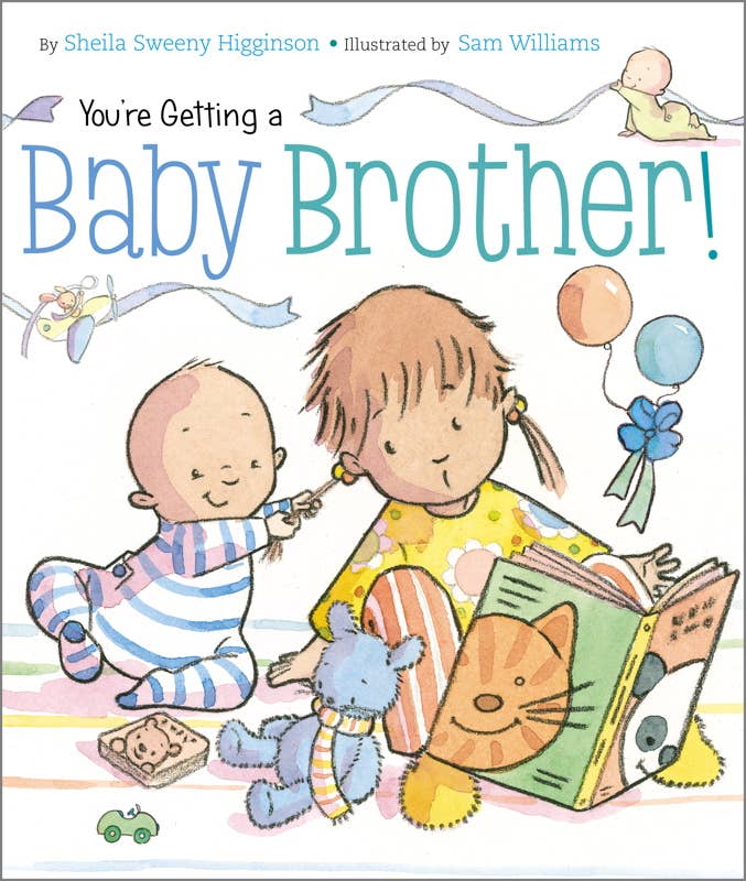 A sweet, rhyming board book that helps older siblings prepare for a new baby brother with love and patience.