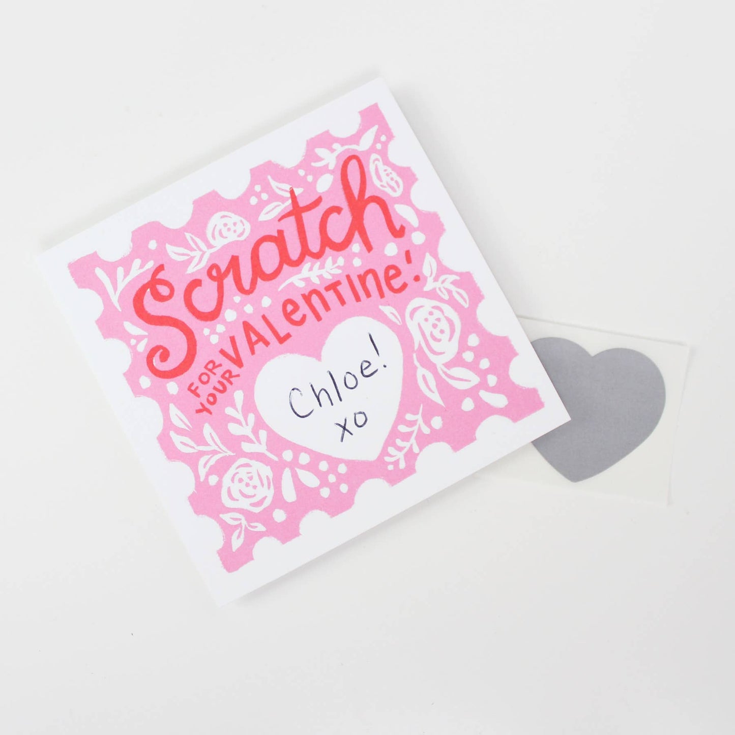 DIY Scratch-Off Valentines Kit: 18 cards (pink & red), scratch-off stickers included. Add a personal touch with handwritten messages!