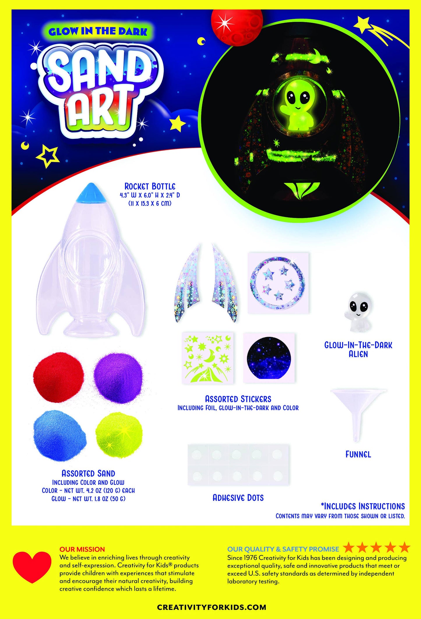 “Blast Off” 🚀 Glow in the Dark Sand Art Rocket - DIY Craft Kit for Kids