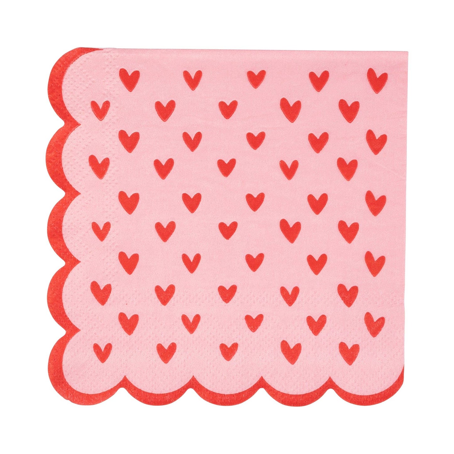 Scalloped Hearts Cocktail Napkins, featuring scalloped edges and playful heart designs, perfect for Valentine's Day parties or celebrations.