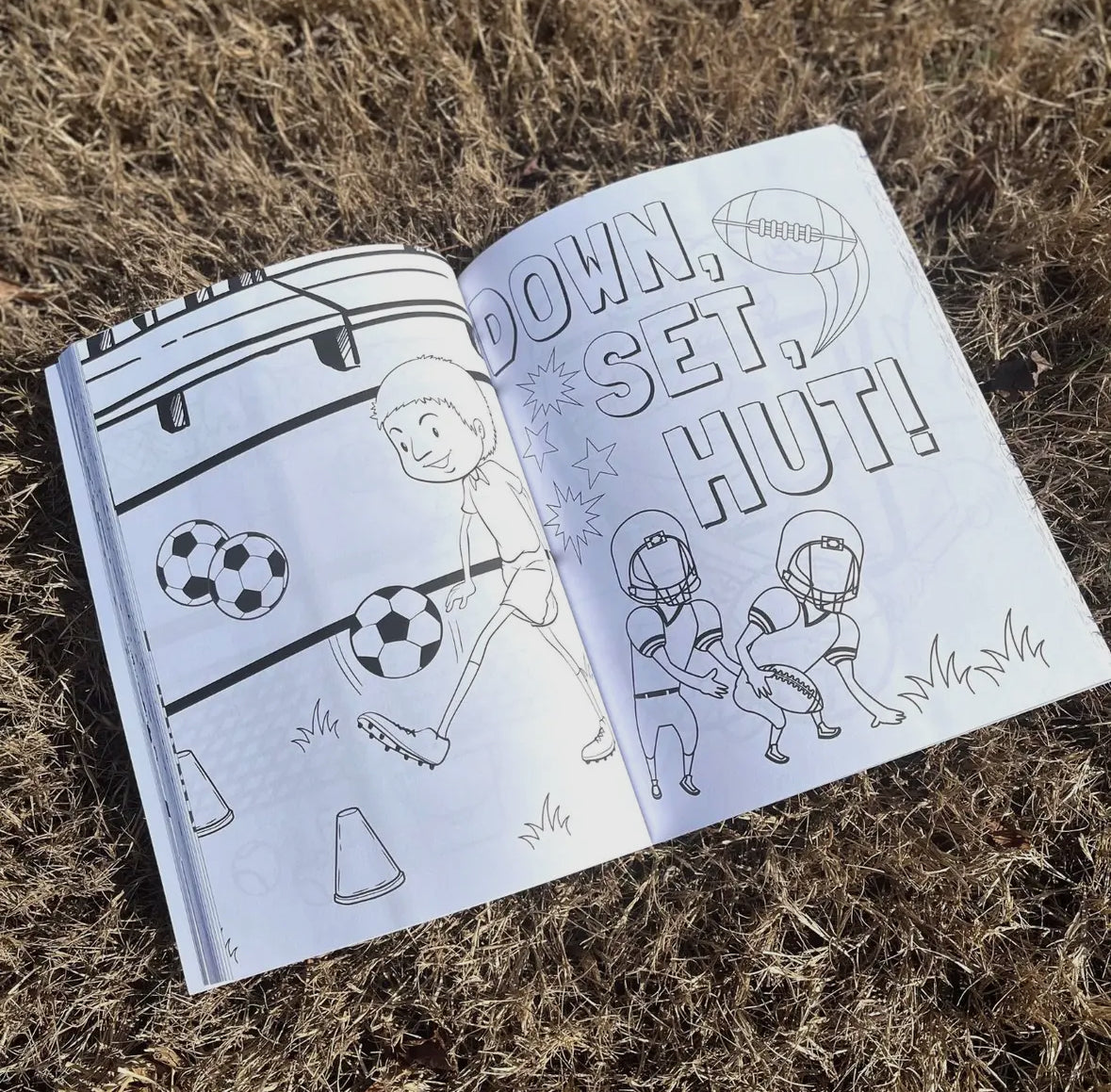 Sports coloring book for kids, measuring 8.5 x 11 inches with 200 pages. Perfect for sports enthusiasts aged 1-8, featuring fun and exciting coloring pages that reflect the joy of being an athlete.