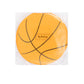 Basketball-shaped napkins, perfect for kids' parties, adding a fun touch to your event. Each package includes 24 paper napkins, measuring 5" x 5