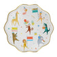 Adorable animal plates designed for children's parties, featuring bright colors and fun pompom printed details. Each plate is shaped like a bear, monkey, tiger, or lion, crafted from premium 400 gsm paper and made from sustainable FSC paper. Pack contains 8 plates in 4 designs.