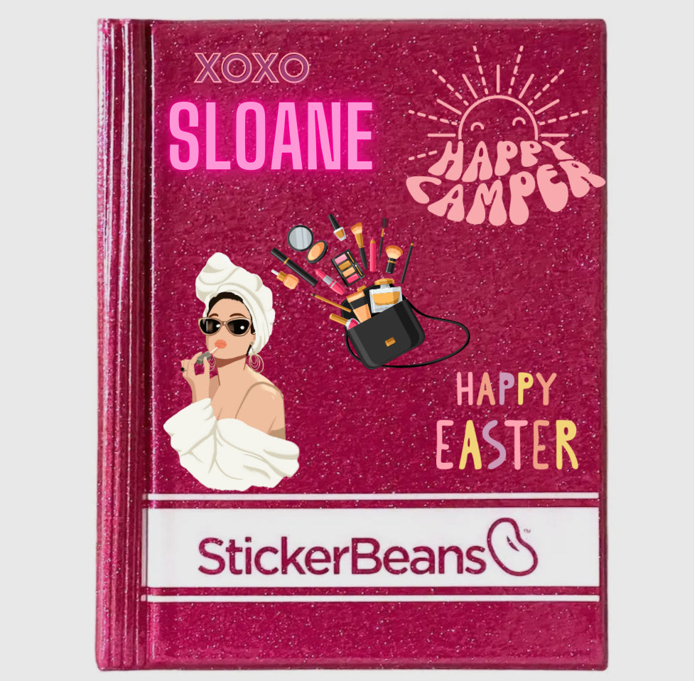 Make it Stick-er Bean Book, the ultimate sticker organizer, holding up to 144 Sticker Beans. Perfect for keeping your collection organized and easily accessible. Also available in personalized options, ideal for kids and sticker enthusiasts alike