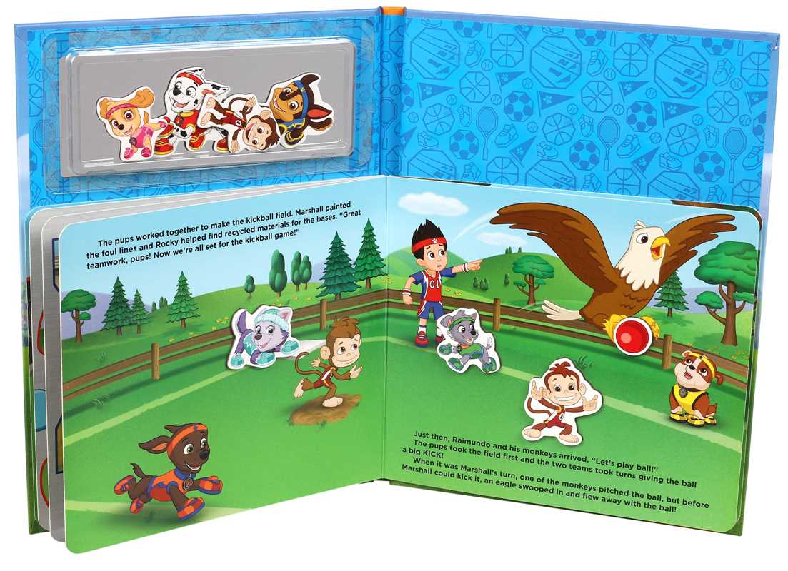 Interactive PAW-themed hardcover book with magnets, 10 pages, join the pups on a rescue adventure.