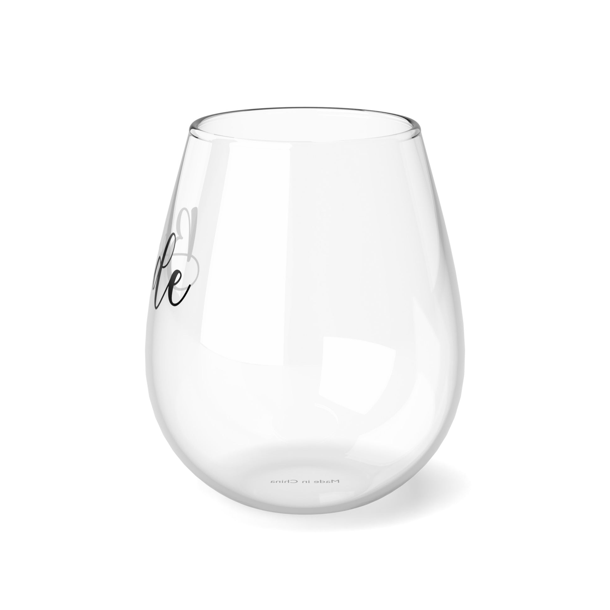 Stemless Bride Squad 11.75oz wine glass with black lettering, featuring an arrow and hearts design. Perfect for bridal party gifts, bridesmaid proposals, and bachelorette party favors. A beautiful way to celebrate sisterhood and friendship leading up to the wedding day.