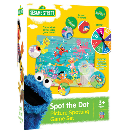 MasterPieces Sesame Street Spot the Dot Game for kids 3+, matching colors, shapes & patterns.