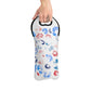 Red, white, and blue leopard print wine bag, perfect for parties and outdoor events. Insulated neoprene cooler bag designed to carry standard 750ml wine bottles."