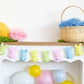 Puffy Felt Pastel Easter Bunny Banner – 6ft long, 12 bunnies (3"x5"), perfect for Easter decor & parties.