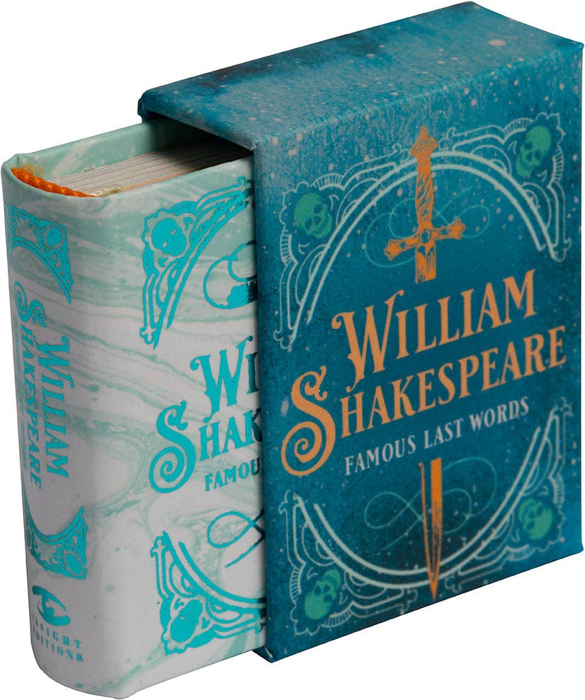 Shakespeare's Best Exit Lines mini book featuring iconic final quips and dying words from characters like Polonius, Romeo, and Malvolio. Perfect for theater lovers and fans of the Bard’s dramatic farewells and memorable send-offs.