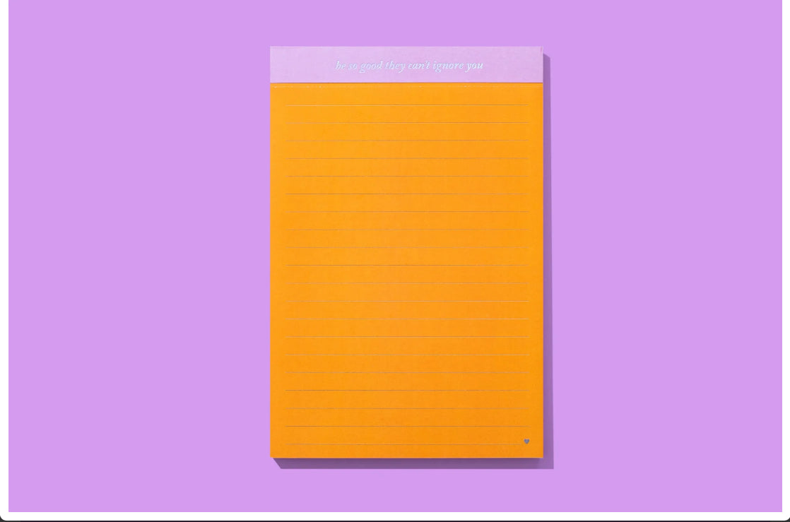 A lined notepad sized 5.5" x 8.25", featuring 75 sheets and imprinted with the motivational phrase "Prove them wrong, babe." The notepad is shrink-wrapped and imported for quality.