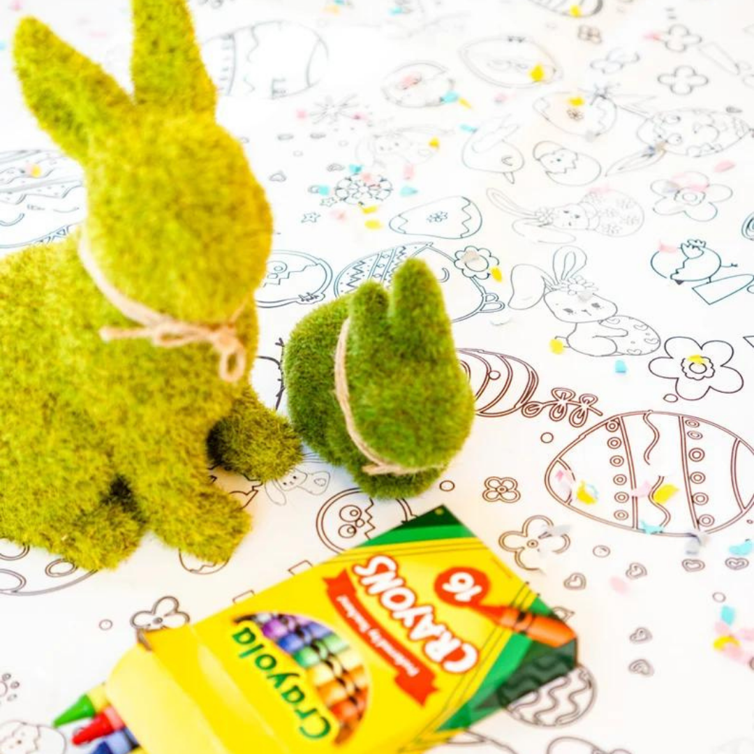 Jumbo Easter paper tablecloth, interactive kids' activity, perfect for family coloring fun, large size