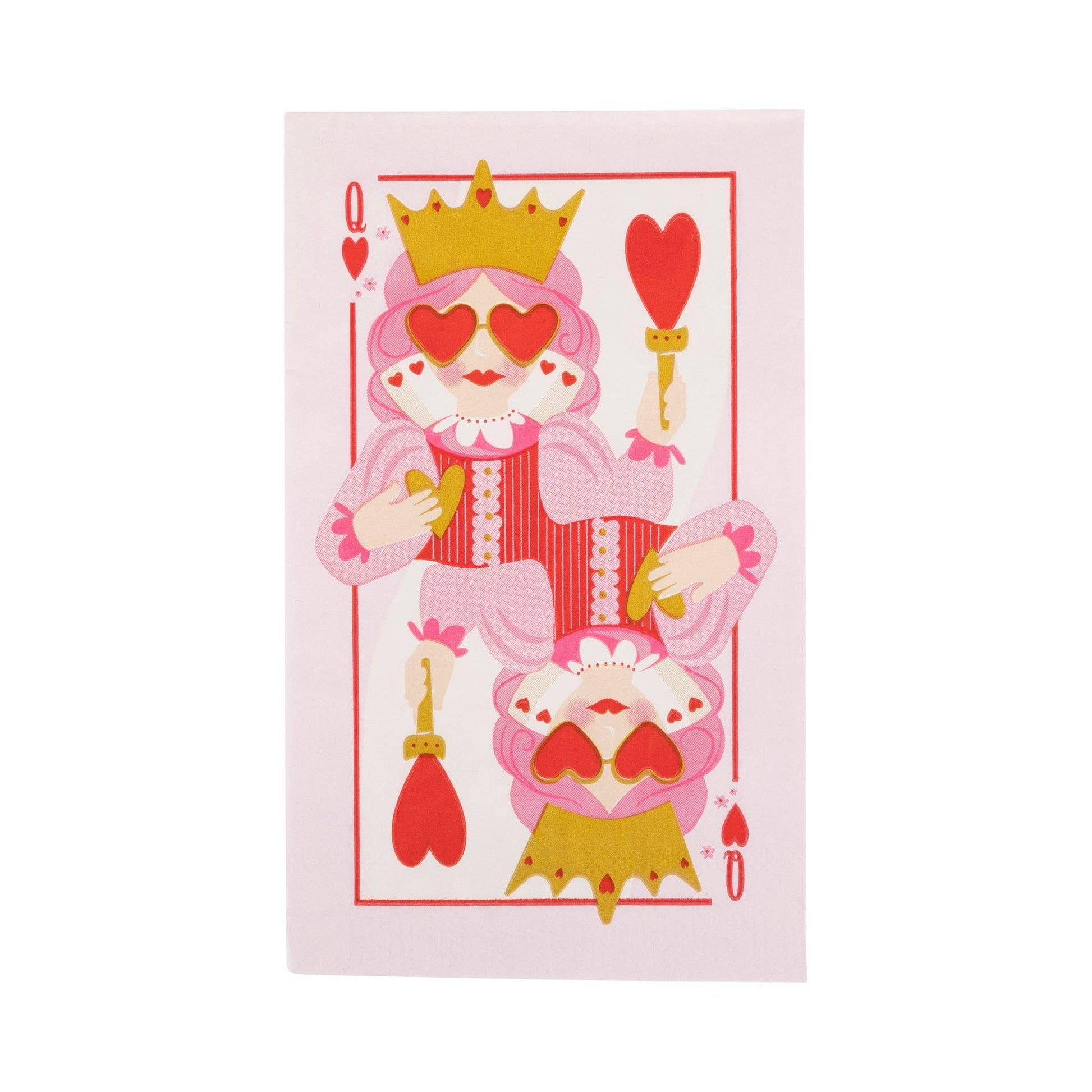 Queen of Hearts dinner napkins, 18 paper napkins with gold foil for Valentine's Day table setting