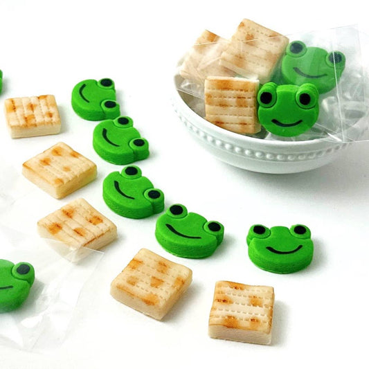 Passover mini candy duets, marzipan matzah & frog faces, almond flavor, gift baskets, 16-pack.