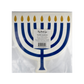 Menorah-shaped luncheon napkins with gold foil accents, perfect for adding a festive touch to Hanukkah celebrations and holiday meals.