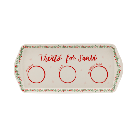 Eco-friendly bamboo cookie tray with festive Christmas design, perfect for holiday parties and serving delicious treats in a sustainable way.