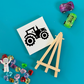 Construction-themed DIY paint kits for kids, perfect for party favors at birthdays, baby showers, and more. Each kit includes a canvas with a peel-away themed design, wooden easel, paint set, and paintbrush. Ideal for kids ages 3+, encouraging artistic expression. Rainbow easels available as an add-on. Fun indoor activity for toddlers and preschoolers