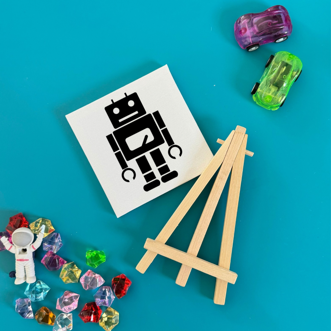 Custom canvas painting kits for Lego lovers, perfect for party favors. Includes a canvas, wooden easel, paint set, and brush. Great for kids 3+ to express their creativity. Ideal for birthdays, sleepovers, family reunions, and more. Tiny hands-friendly!