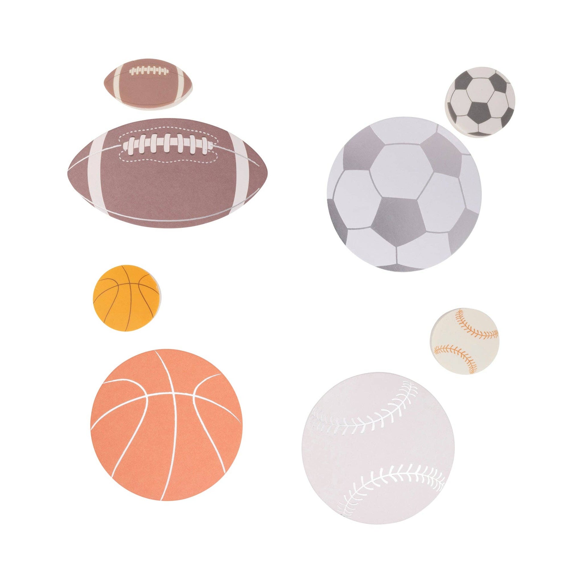 Sports-themed Valentine's cards for kids with erasers, featuring 4 designs of adorable illustrations, 3" x 4" size.