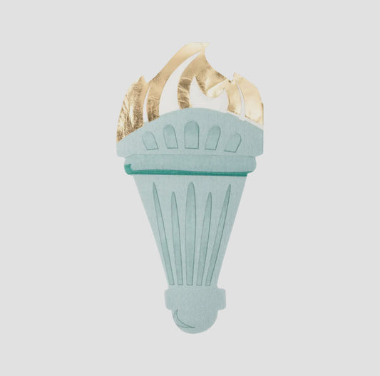 Add a patriotic touch to your dinner party with Lady Liberty Shaped Paper Napkins, shaped like her iconic torch. Includes 18 napkins, each 6" x 4¼", perfect for adding a fun and quirky element to your table setting. Ideal for any freedom-loving occasion.