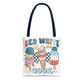 Red, white, and blue beach bag featuring a trendy vintage ice cream print, perfect for 4th of July celebrations and summer festivities. Made from 100% spun polyester with durable double-stitched seams, this spacious tote is designed to carry everything from sunscreen and snacks to towels and pool toys. Ideal as a patriotic gift for women, moms, or teachers, it’s the perfect accessory for beach outings, picnics, and sunny days. Get ready to celebrate with style while showcasing your American pride!