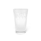 16oz custom printed pint glass made from clear, BPA-free glass, perfect for housewarming gifts. Features durable construction with a personalized design. Hand wash only for lasting quality.