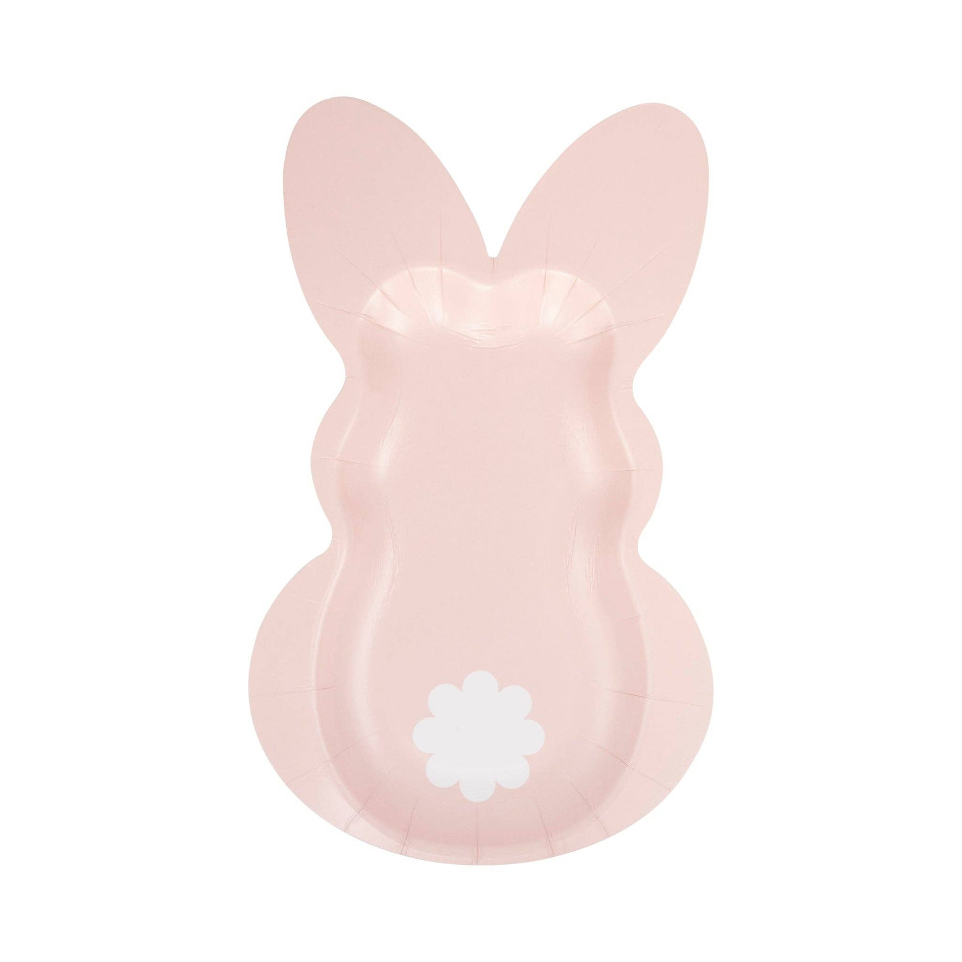 Set of 8 Pastel Bunny Plates – 5.5"x9", shaped with 4 designs, perfect for Easter treats and table decor.